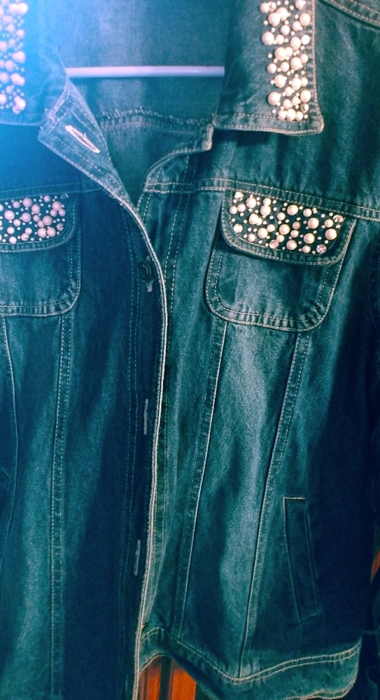 Frazzle Jean Jacket pearls and sequins XXL